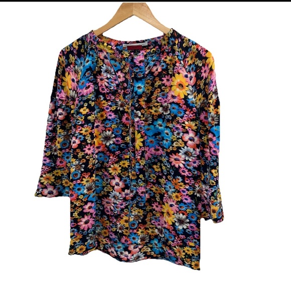 STELLA MCCARTNEY Sophie Silk Set Dark Floral Top Pant IT 40 US 4 Matching Outfit - Picture 6 of 16